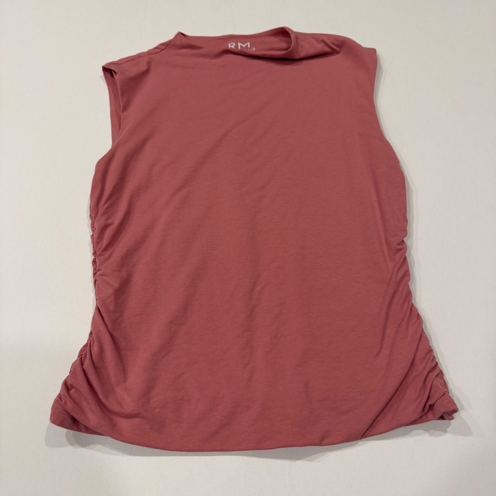 Rebecca Minkoff Womens Ruched Side Mock Neck Sleeveless Top Rose Pink Large